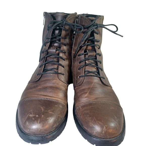 Bed Stu Distressed Leather Briwn Bryce Double Side Zip Boots Lined Size 9.5 main image 9